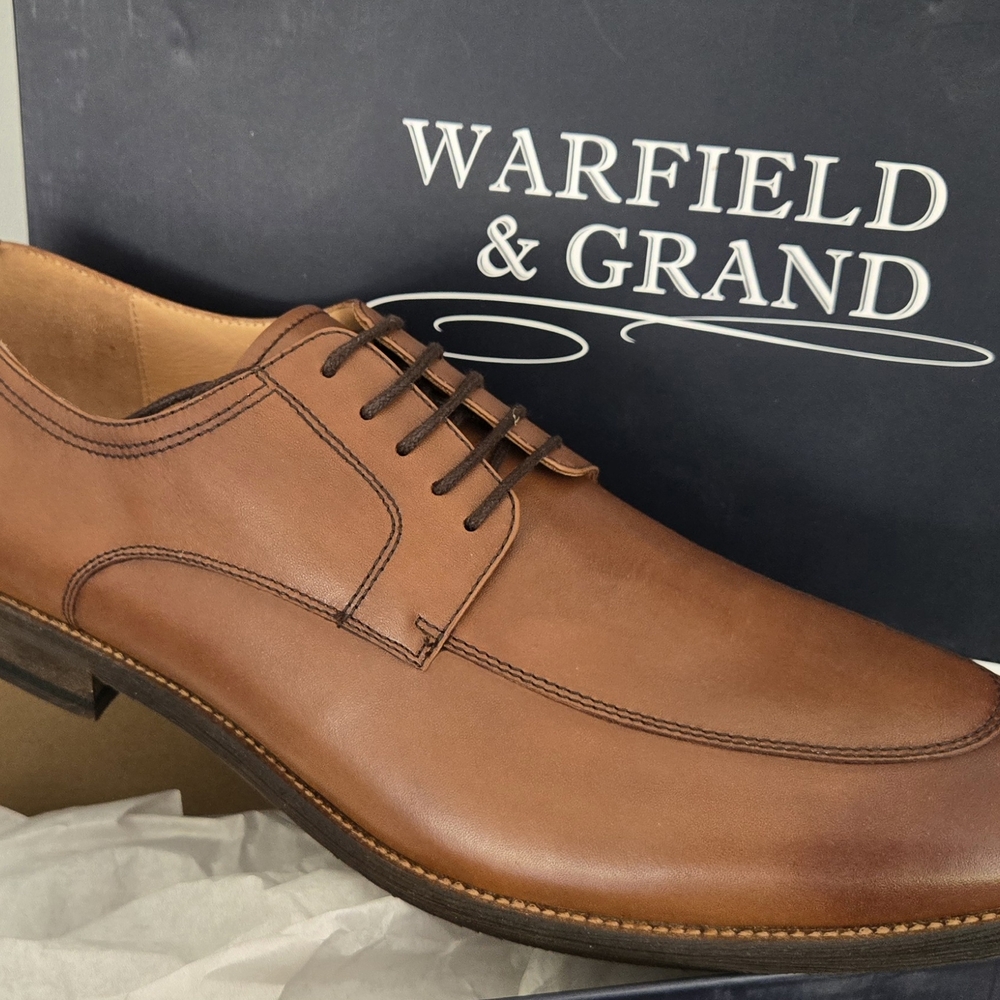 Warfield & Grand Brown Leather Oxfords with Apron Toe